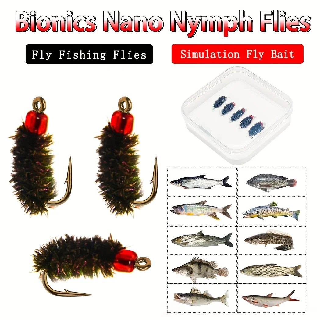 Moscas secas Nano ninfa para trucha – cebo de insectos artificiales - imagen 2