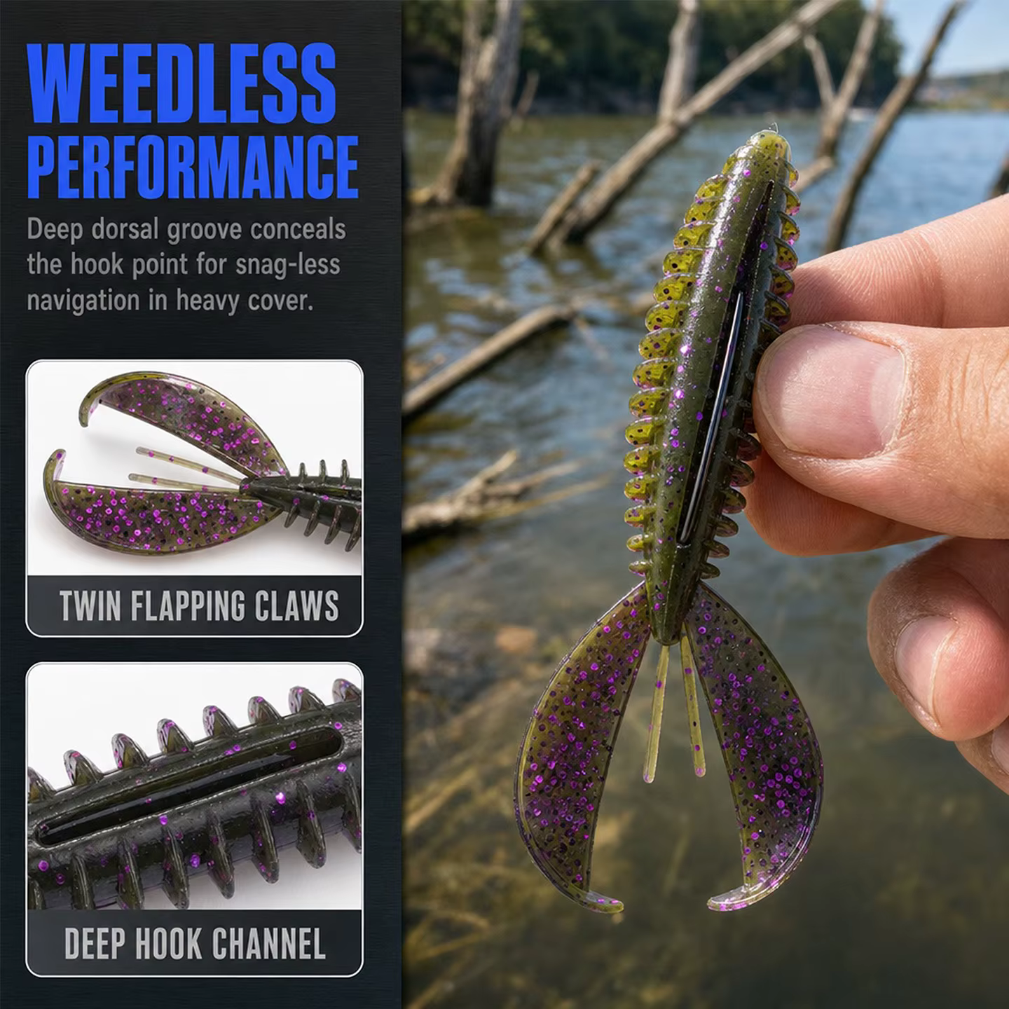 Crawler blando Chunk Craw ESFISHING 110mm hundimiento para bass - imagen 4