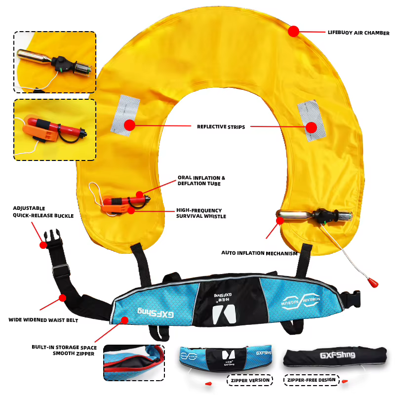 ZYZHE Cinturón salvavidas inflable para pesca, automático y manual - imagen 4