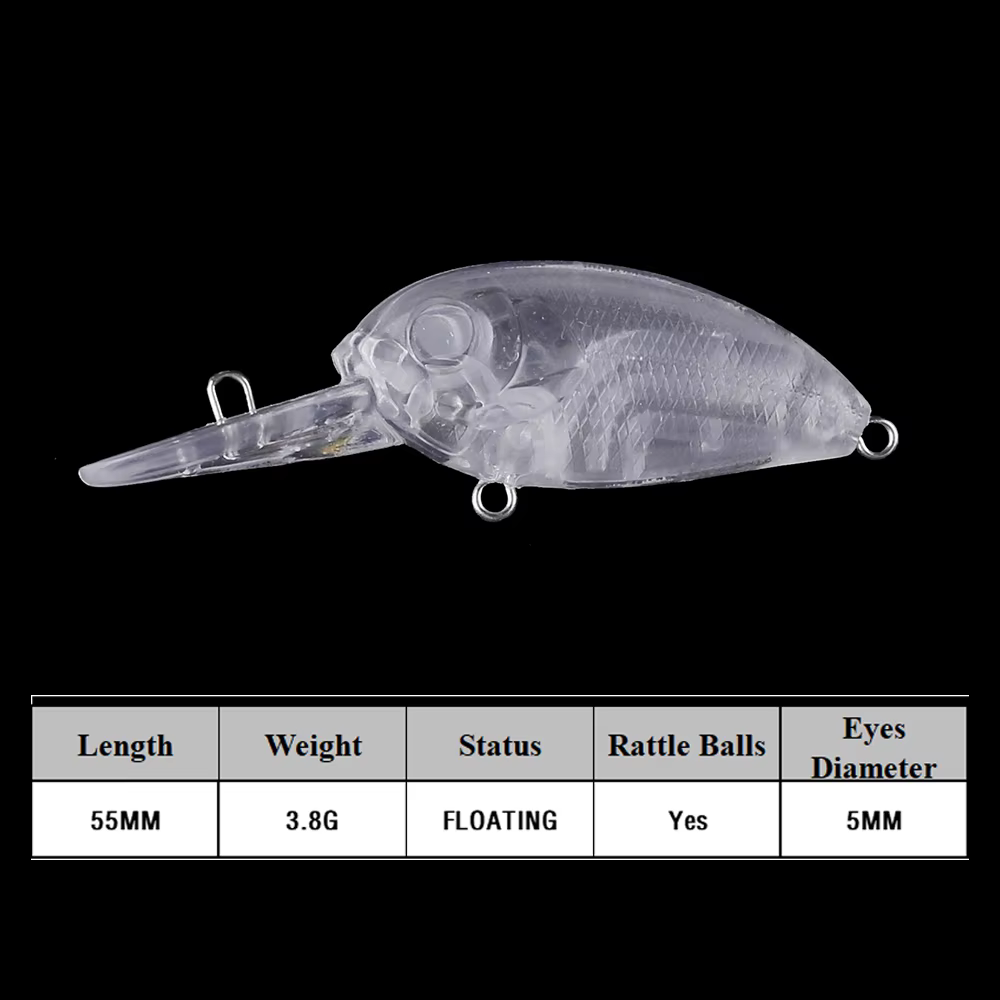 Chan'sHuang Mini Crankbait flotante - Cebo blanco sin pintar - imagen 2