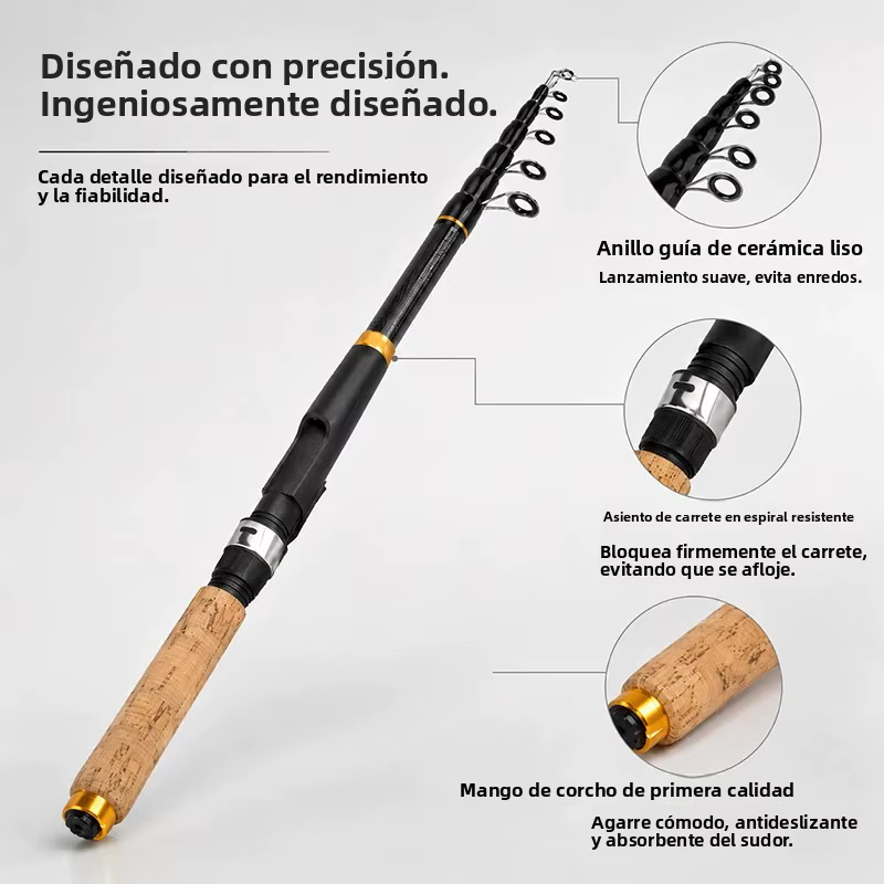 Kit Caña Telescópica Deukio Carrete 2000 para Pesca - imagen 2