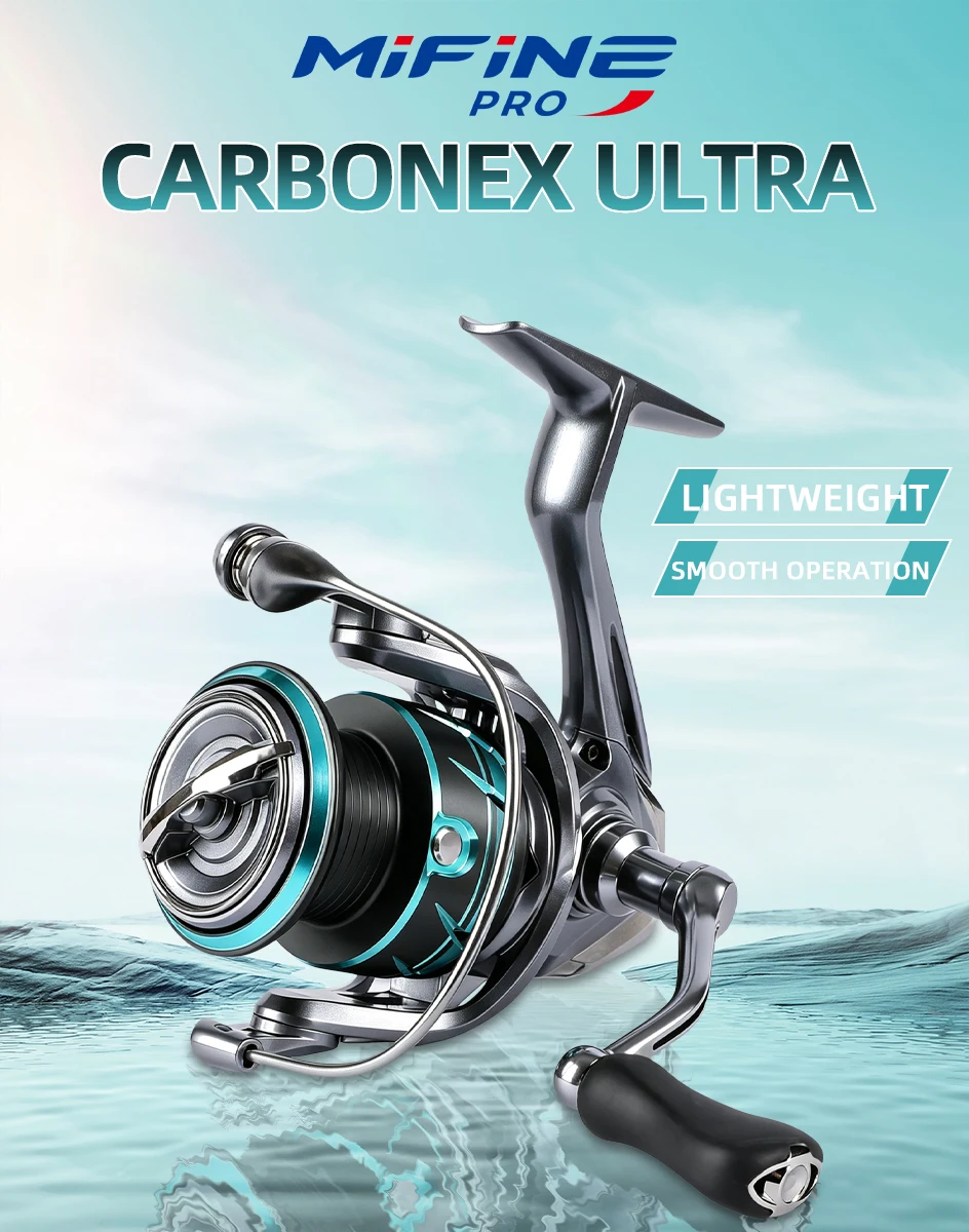 Carrete MIFINE CARBONEX ultraligero en uso