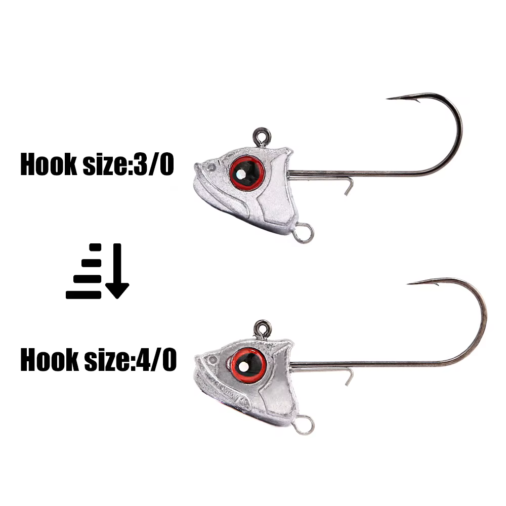 Jig Head B & U con ojos rojos para cebo vinilo - imagen 3