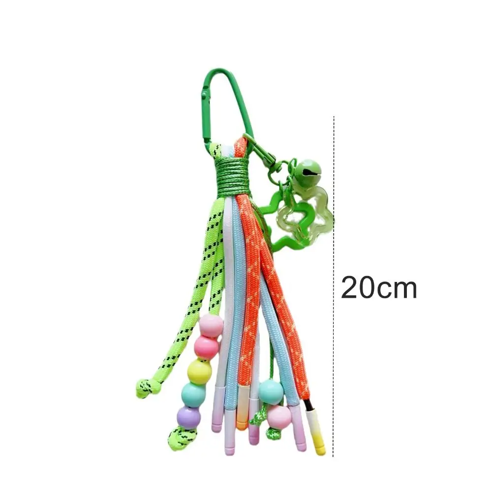 Y2K gevlochten touw sleutelhanger con borla larga y colores vivos