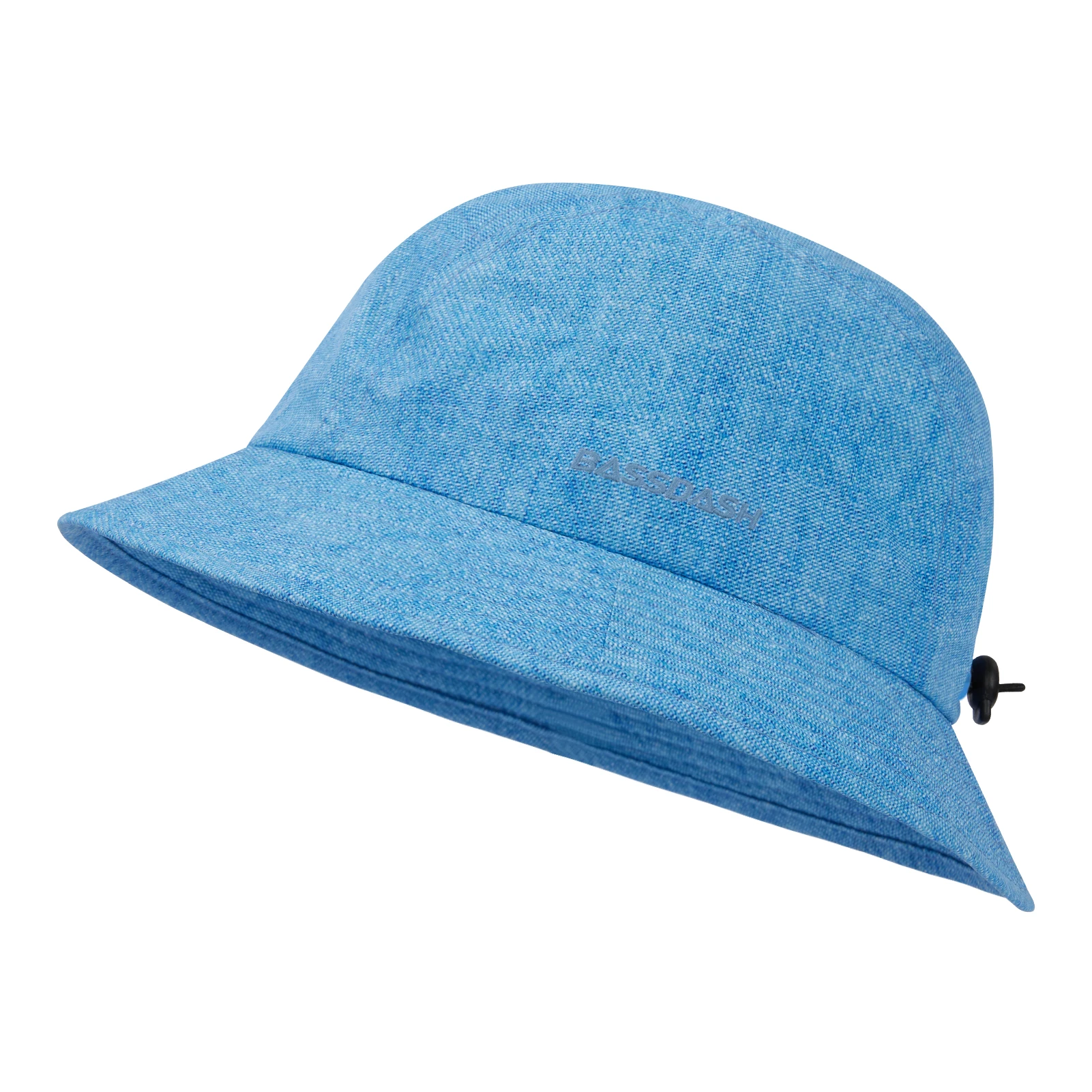 Sombrero de pescador BASSDASH UPF50+ visto de frente con ala corta