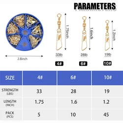 Conector Barrel Swivel con Broche de Seguridad Dorado – Pesca