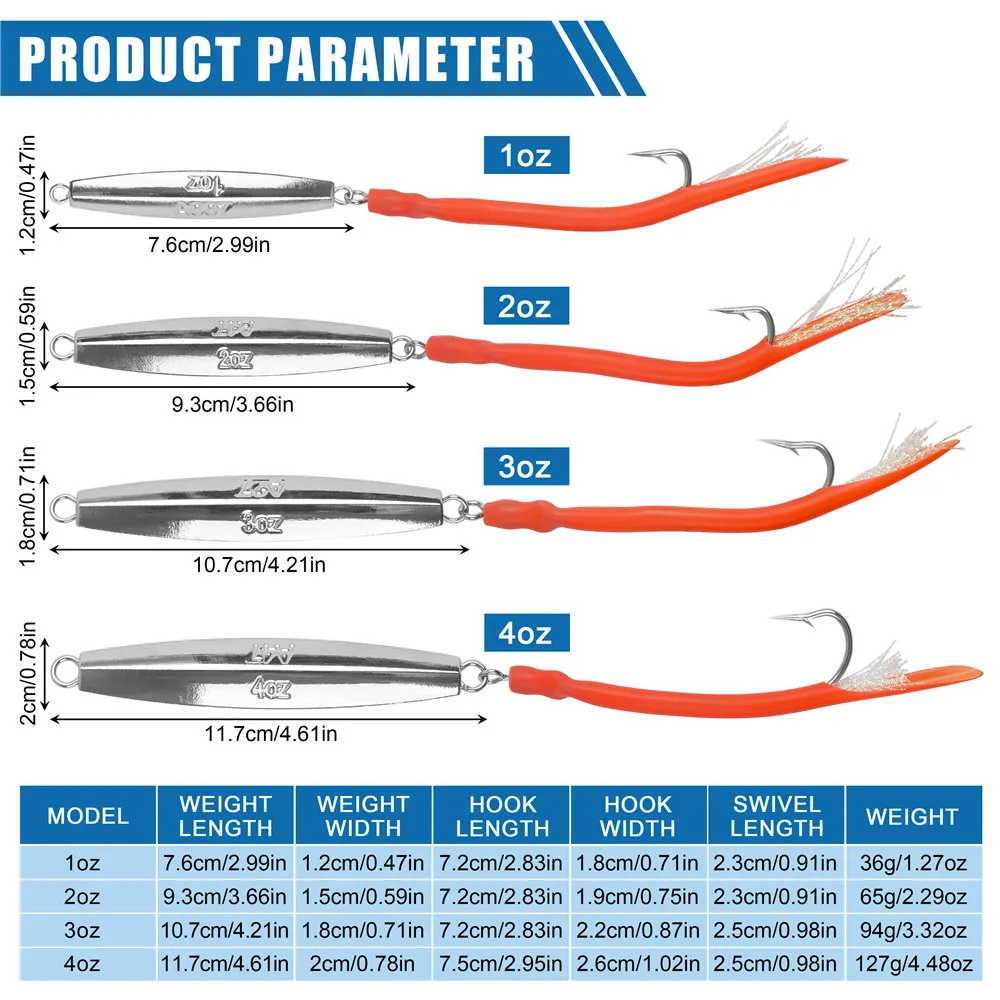 Jig de Diamante con cola tubular para lubina – pesca marina - imagen 2