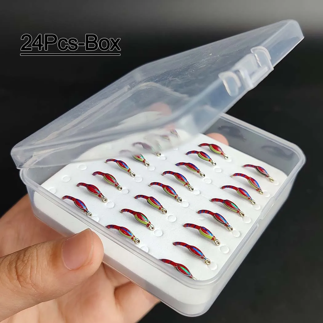 Cajas y surtido de moscas para pesca