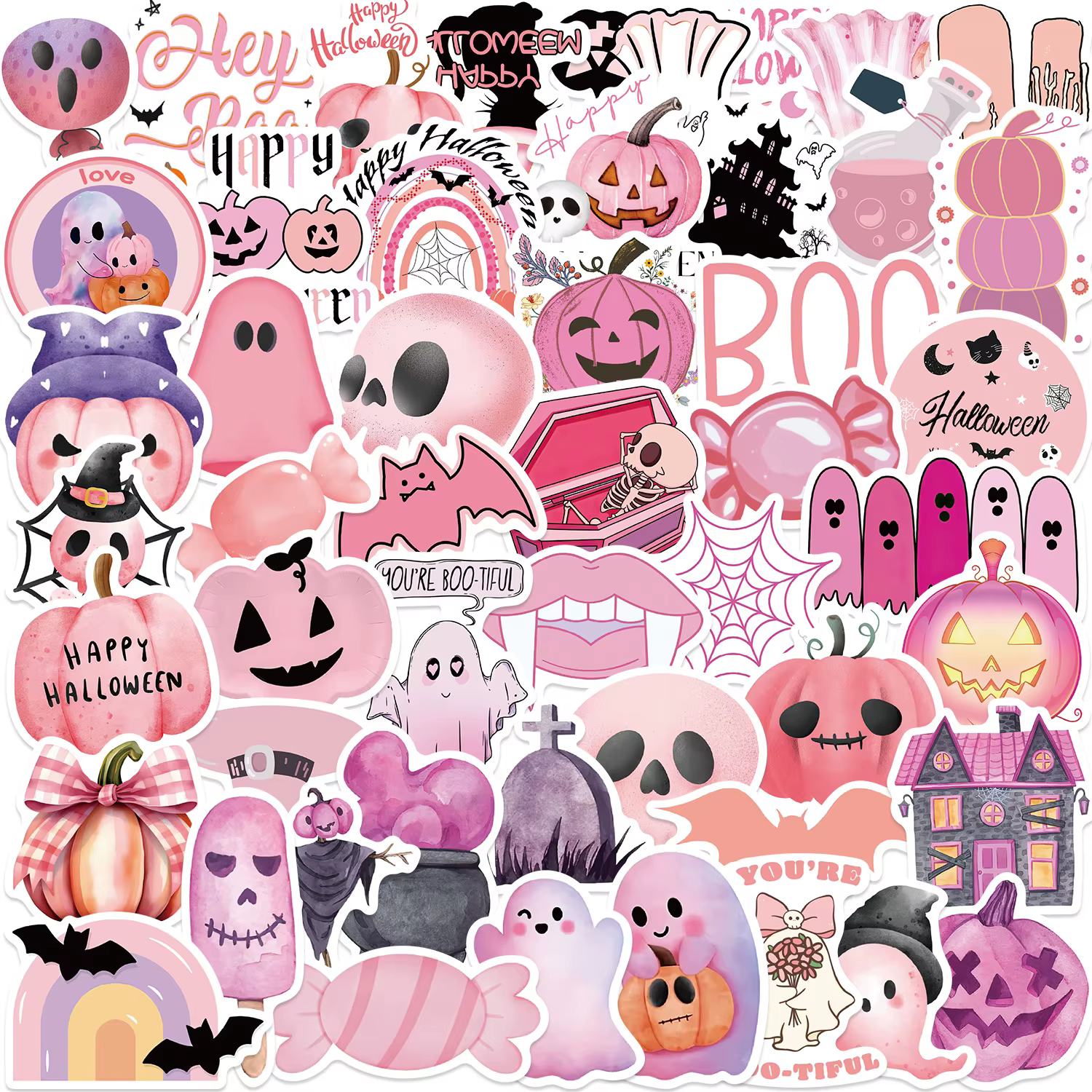 Pegatinas Halloween rosas impermeables - Dibujos animados para niños - imagen 4