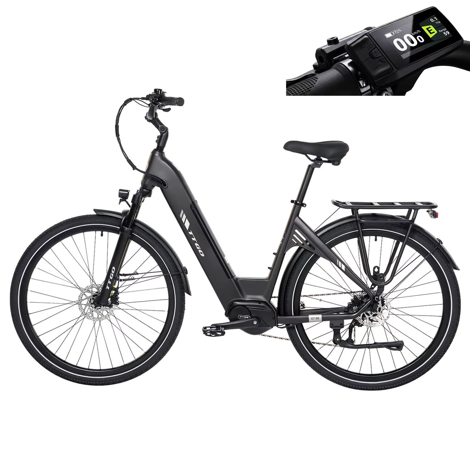 Bicicleta eléctrica TTGO Bafang vista frontal