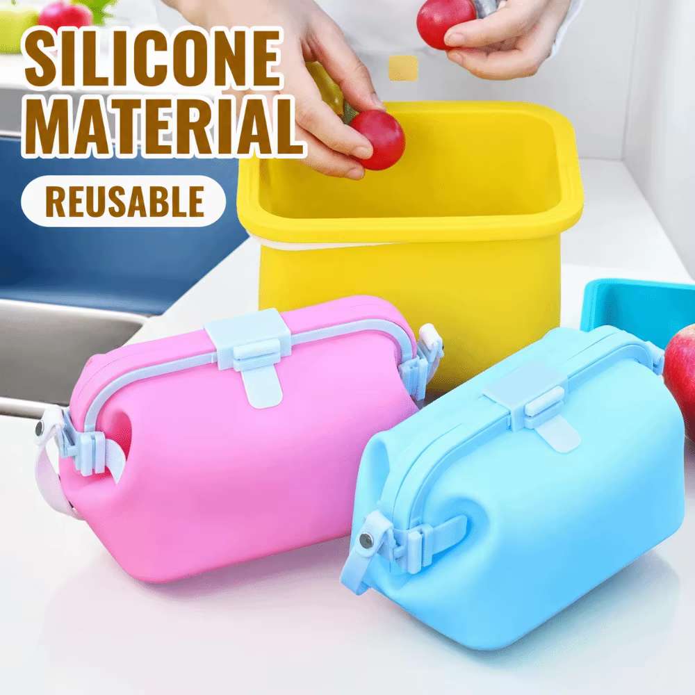 Bolso de silicona plegado y en posición compacta