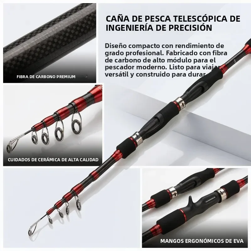 Caña telescópica de fibra de carbono DEUKIO ligera para spinning - imagen 3