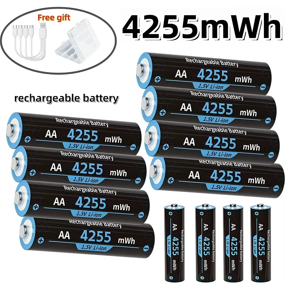 Batería recargable AA de litio USB Tipo-C con caja y cable