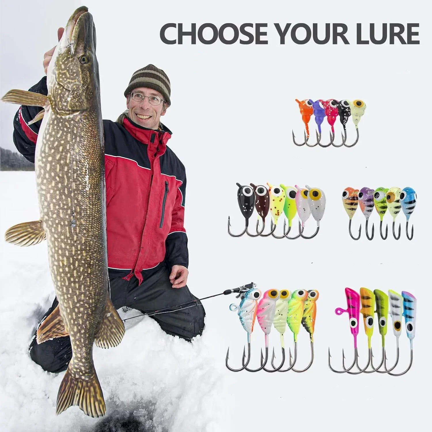 Cabezales de plantilla para pesca en hielo hundidores multicolor
