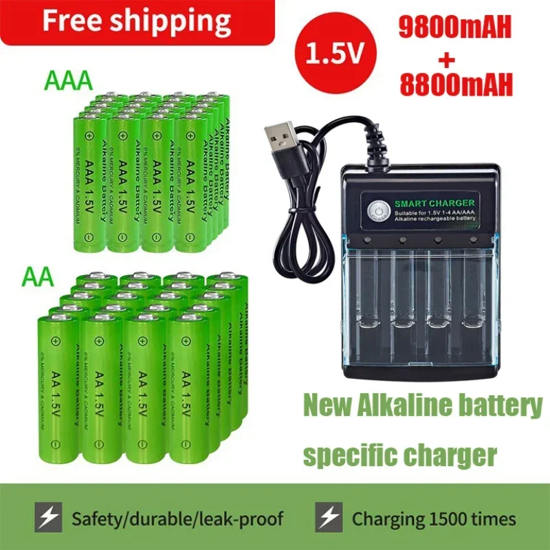 Set de baterías recargables AA y AAA Koonenda con cargador USB
