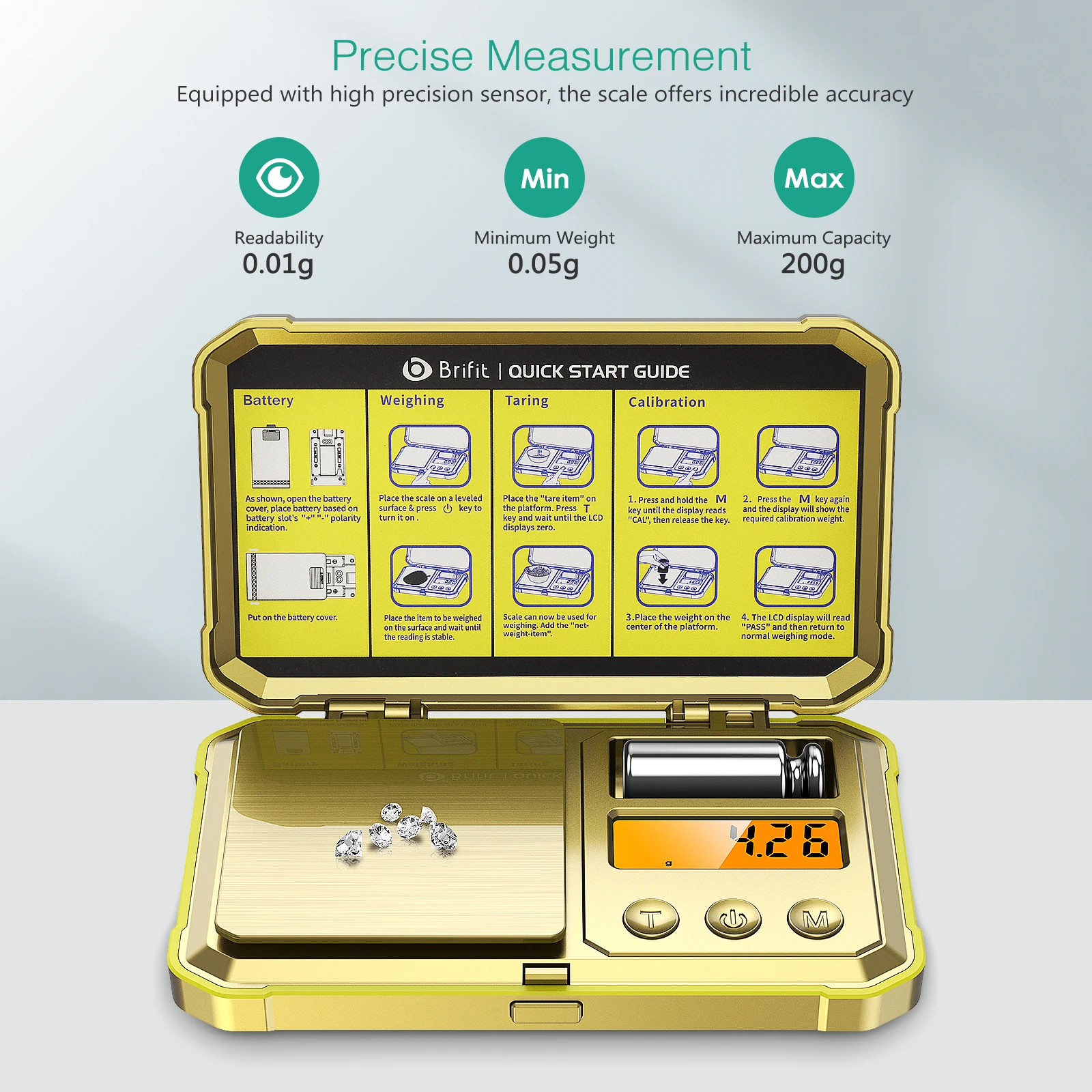 Báscula digital de precisión 0,01 g para joyería – 200 g portátil - imagen 5