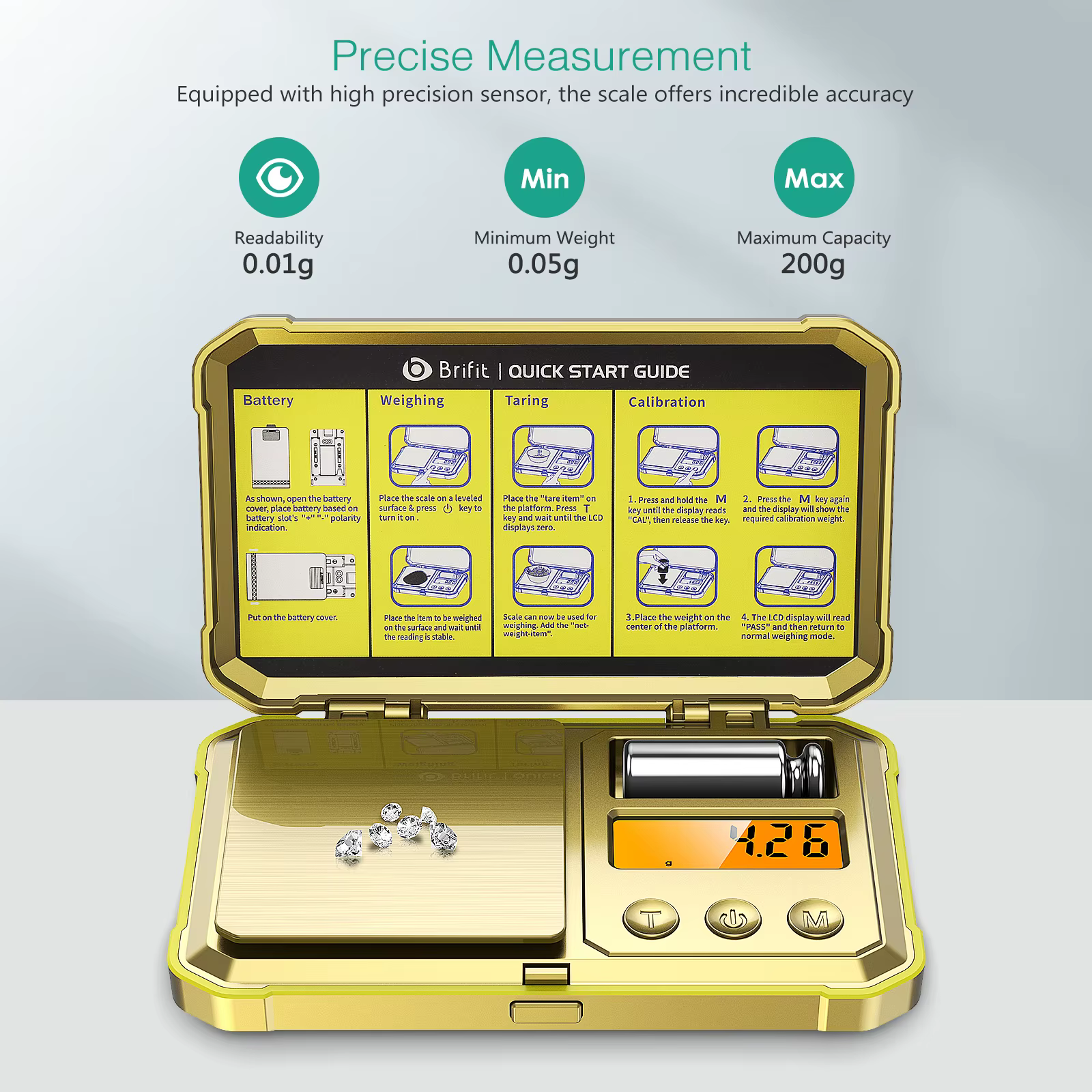 Báscula digital de precisión 0,01 g para joyería – 200 g portátil - imagen 5