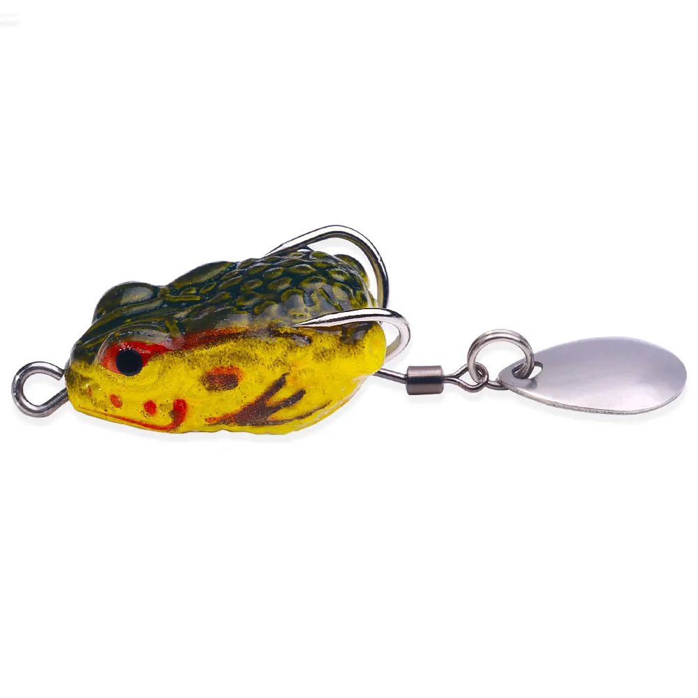 Perereca Señuelo rana de silicona con lentejuelas para lubina y lucio