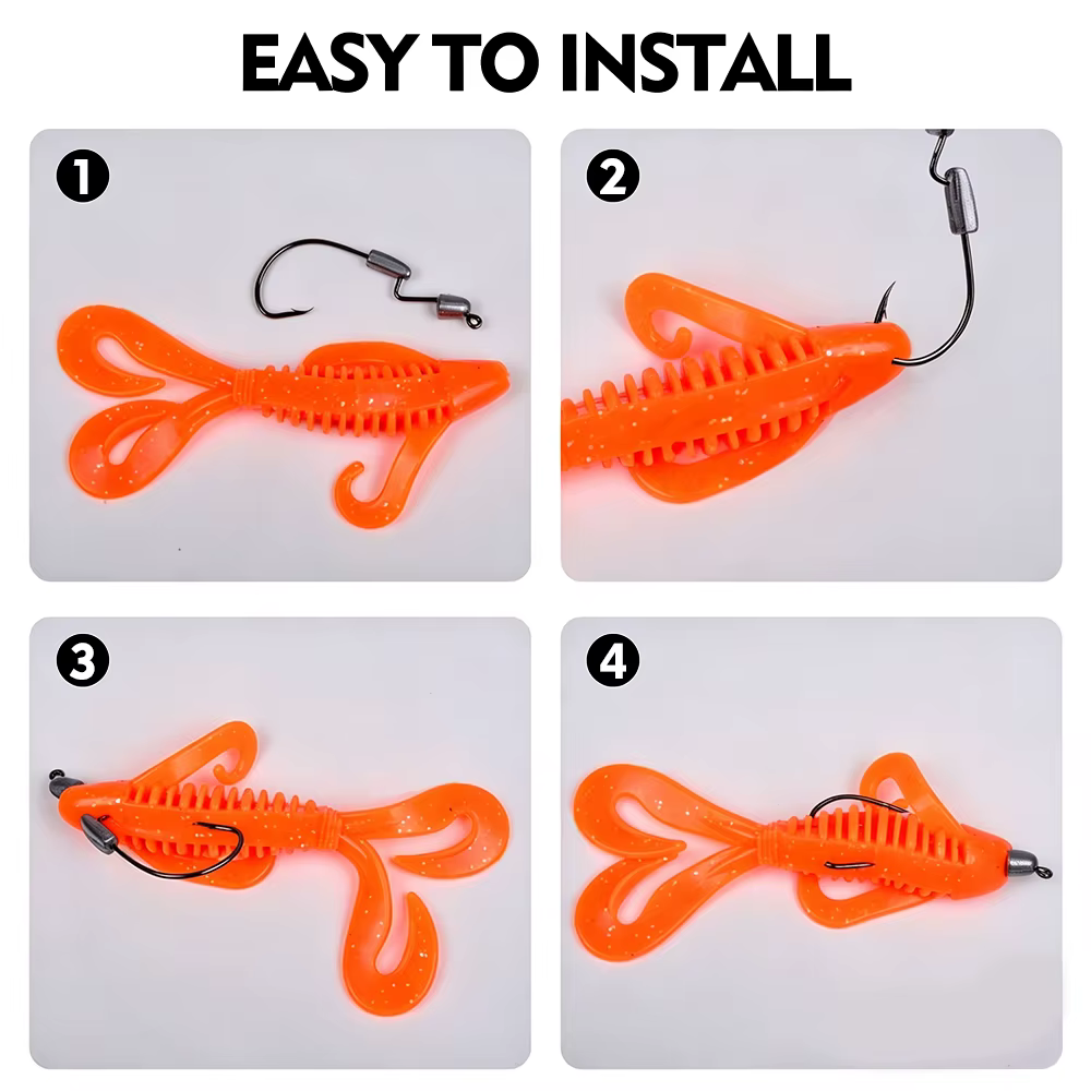 Anzuelo jig head junto a señuelos blandos compatibles