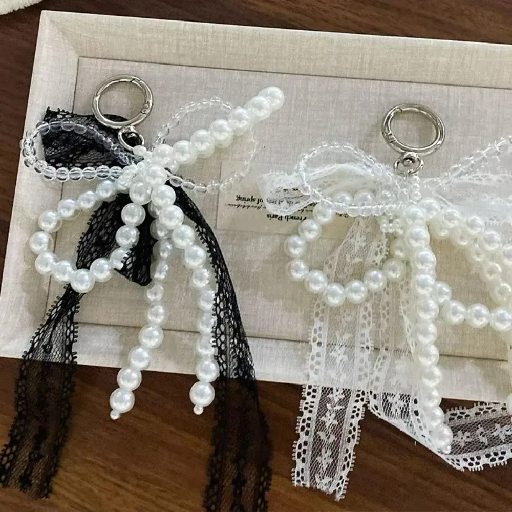 Llavero con lazo blanco estilo Y2K para bolso y llaves - imagen 4