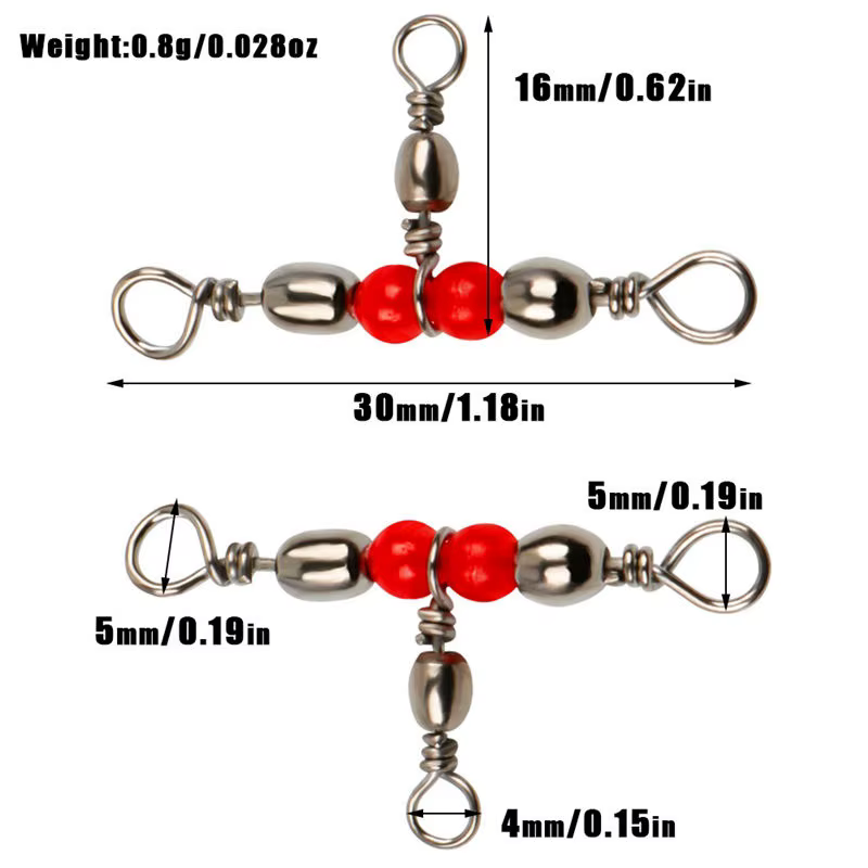 Sougayilang Conector giratorio latón tres vías – Aparejo pesca - imagen 2