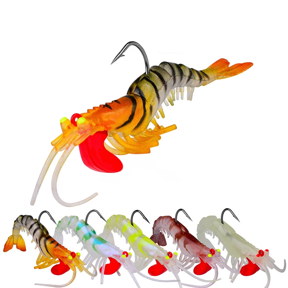 Cebos vinilo camarón con ojos luminosos jig head y swimbait que hunde - imagen 5