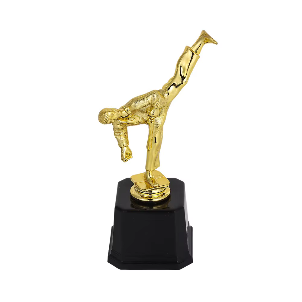 Trofeo de oro artesano para taekwondo, pequeña copa dorada