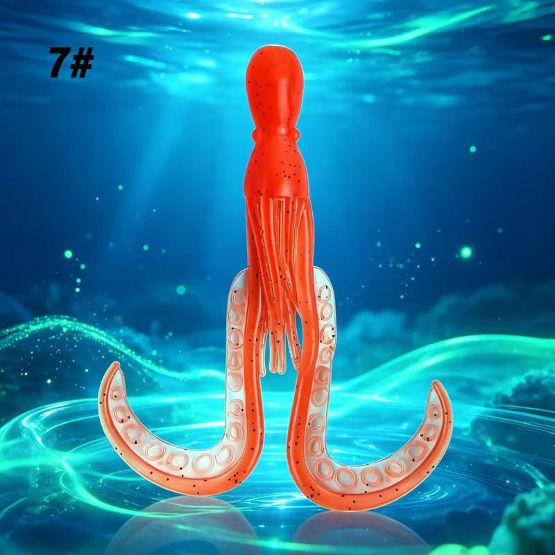MUKUN – Señuelo para calamar TPE iridiscente con forma de pulpo
