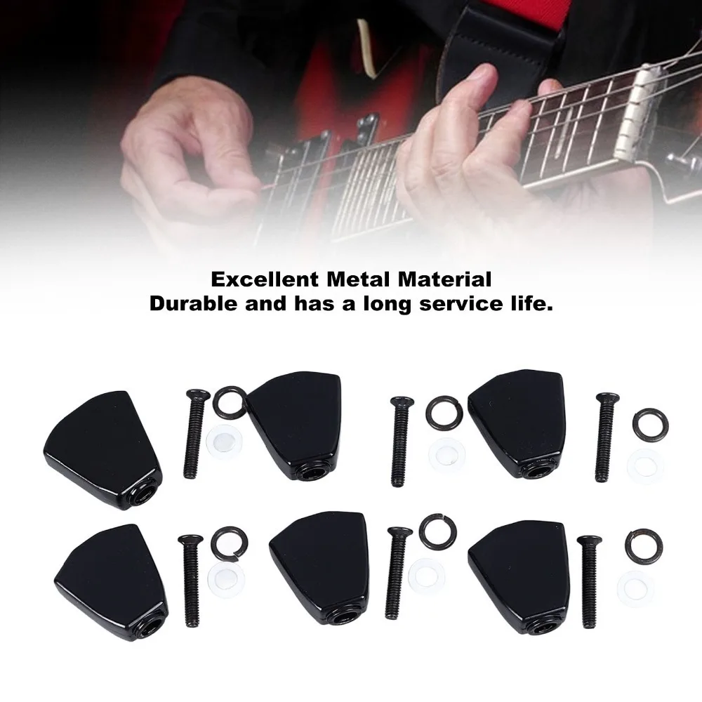Afinadores metálicos de guitarra con pomo rombos plateado/negro - imagen 5