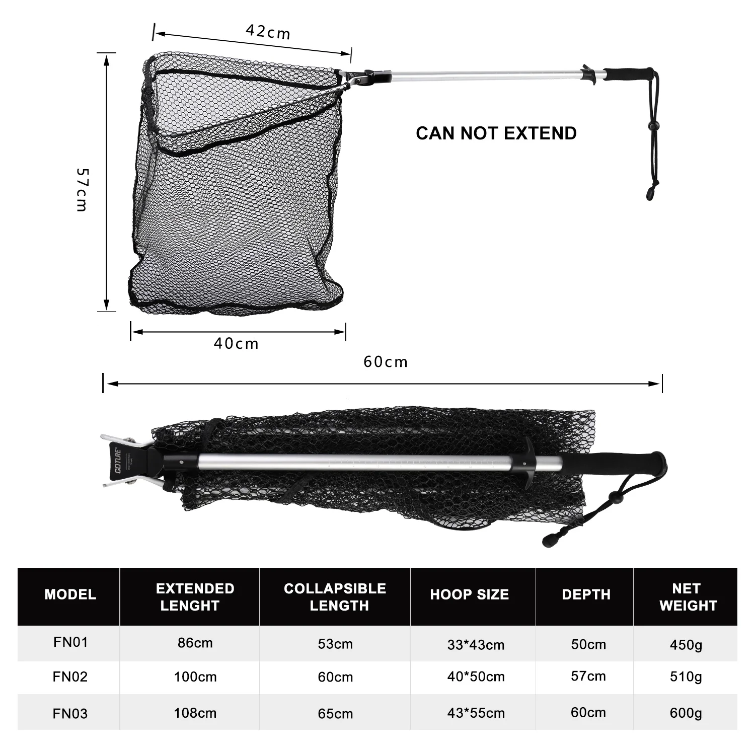 Sacadera Telescópica de Pesca Goture – Aluminio con Malla Plegable