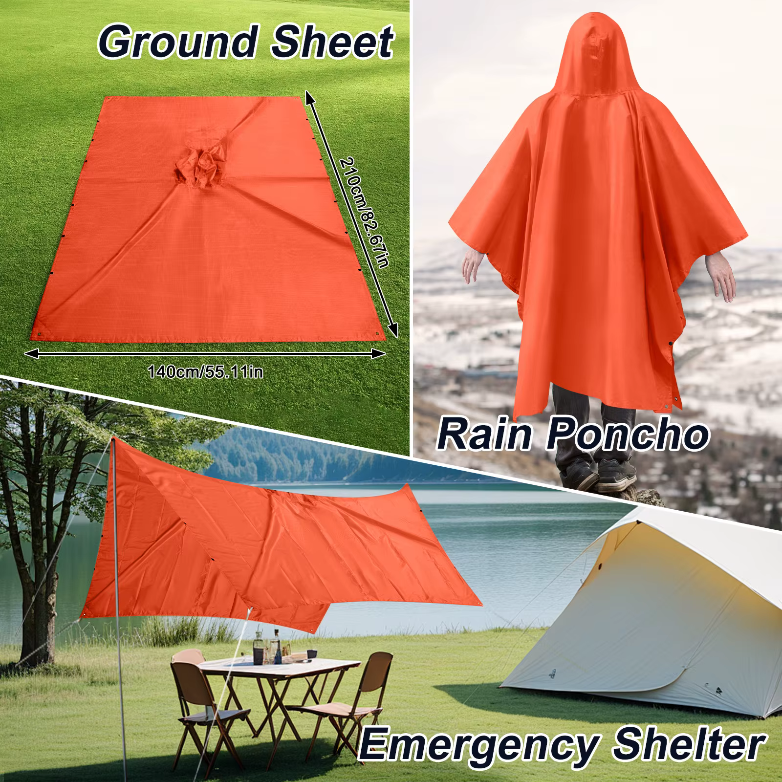 Poncho de lluvia ligero e impermeable con capucha para pesca deportiva - imagen 3