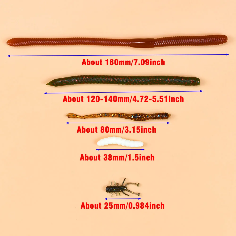 Señuelos de vinilo biónico con gusanos, camarones y larvas para lubina - imagen 3
