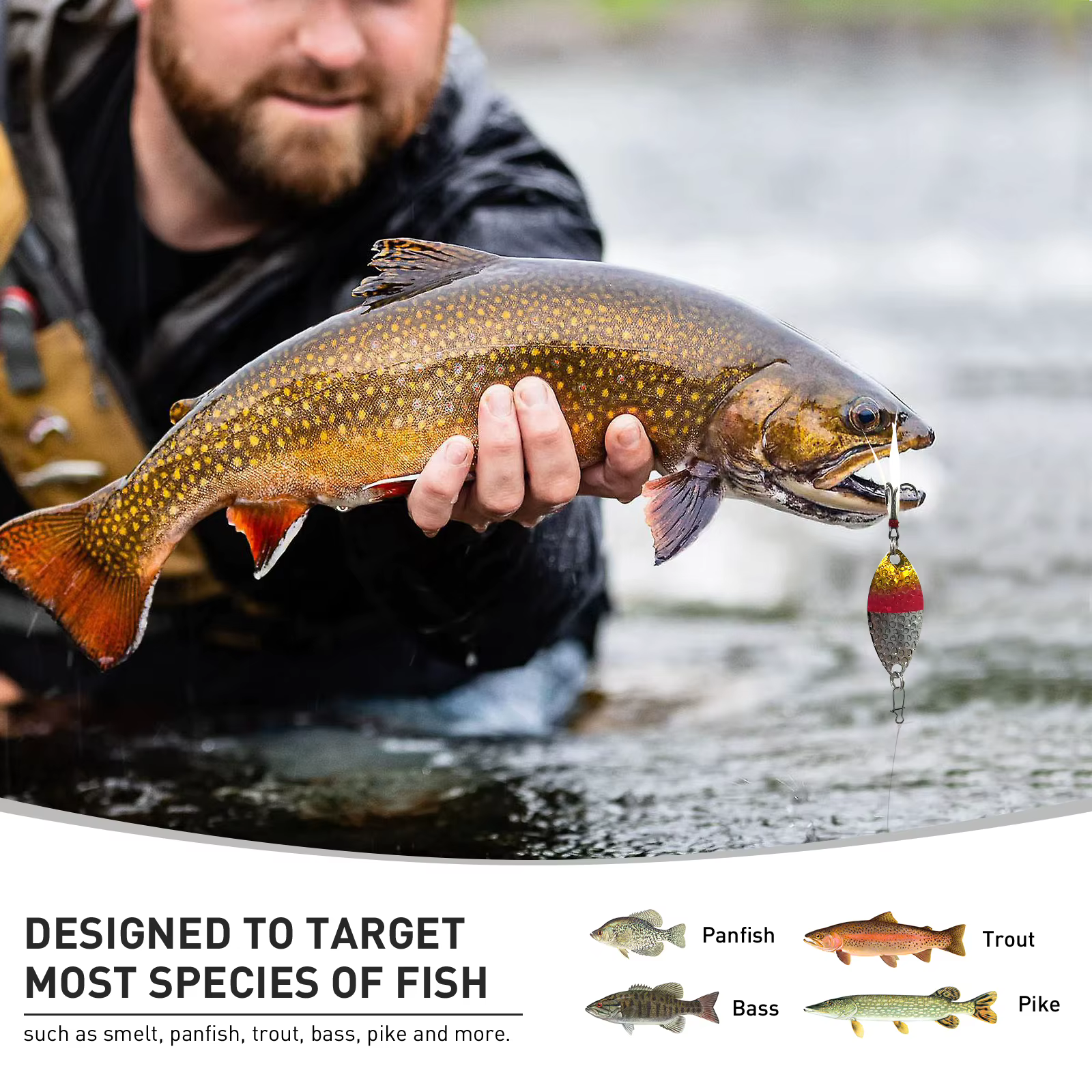 THKFISH Spinner Triple – Cuchara metálica para trucha y lucio - imagen 5