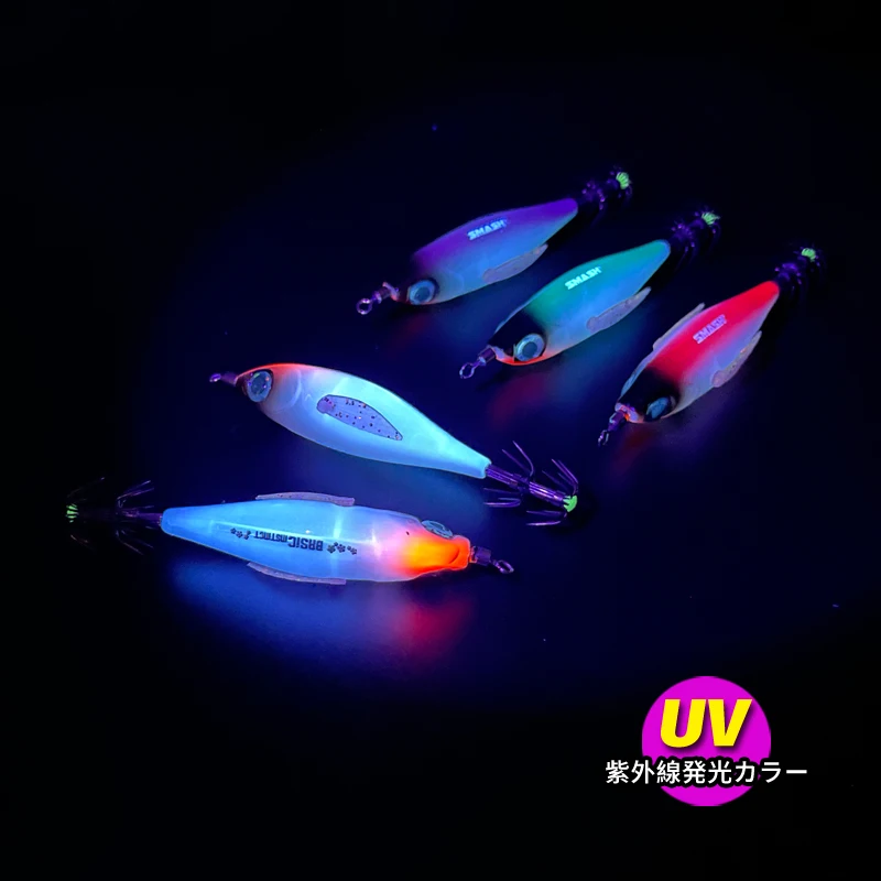 Señuelo luminoso para calamar de madera horizontal con anzuelo - imagen 5