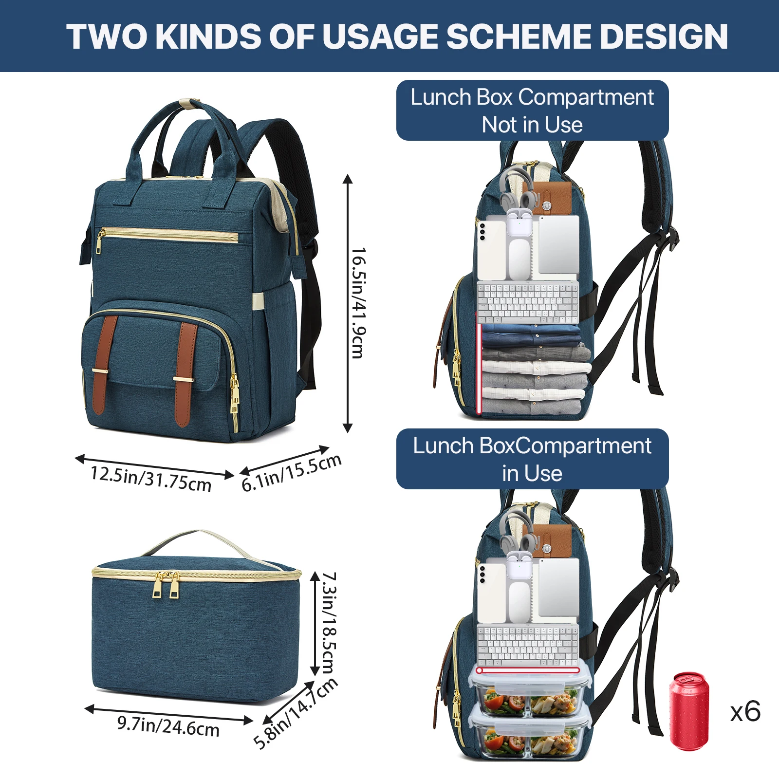 Mochila para portátil de 15,6 pulgadas con USB y compartimento térmico - imagen 5