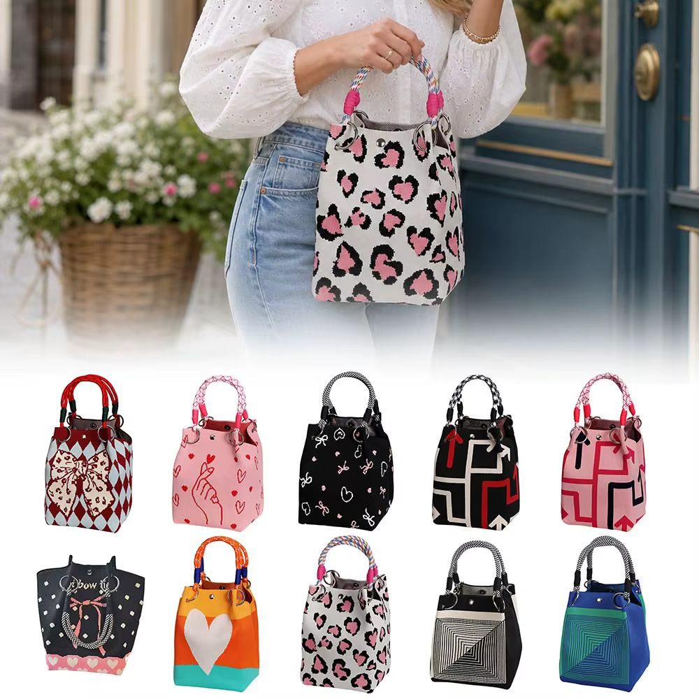 Bolso bandolera tejido con dibujos animados y gran capacidad - imagen 4