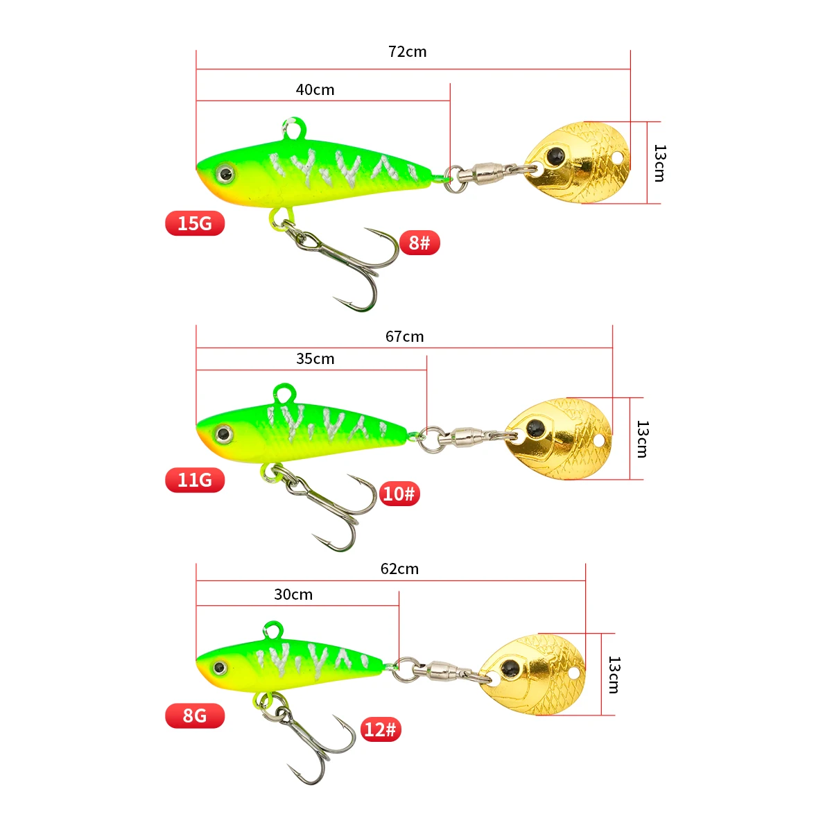Cuchara VIB hundible con rotor para lucio y lubina