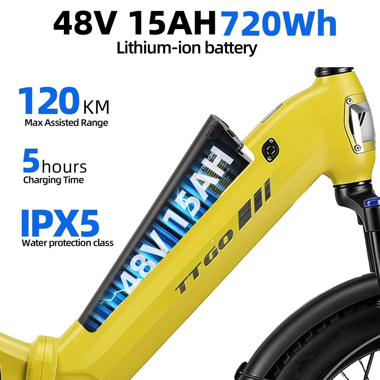 TTGO Bicicleta eléctrica plegable con neumáticos gruesos y sensor par - imagen 4