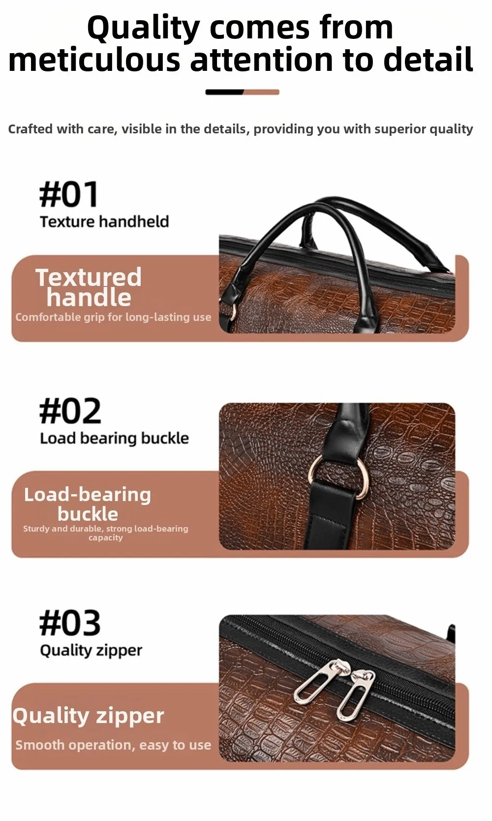 Diseño retro en cuero PU textura cocodrilo