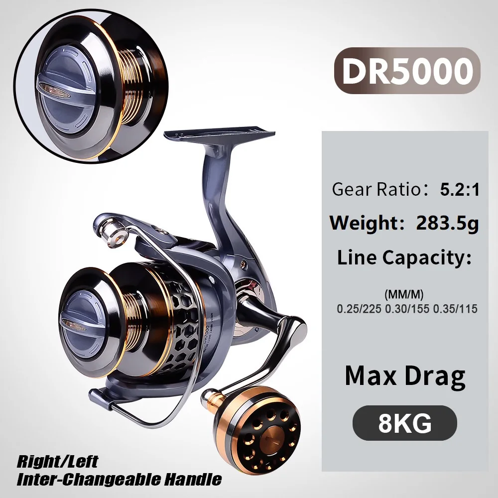 Carrete de pesca impermeable fibra carbono 5.2:1 bobina CNC alta mar - imagen 3