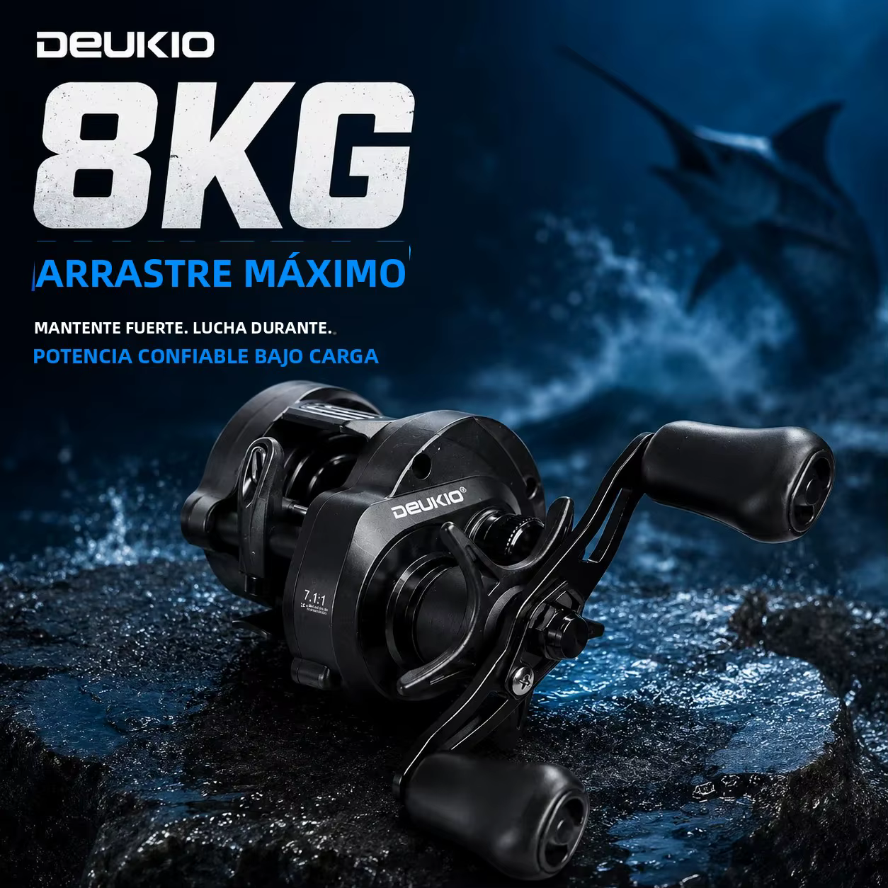 DEUKIO Carrete baitcasting DC ultraligero para agua salada 7,1:1 - imagen 4
