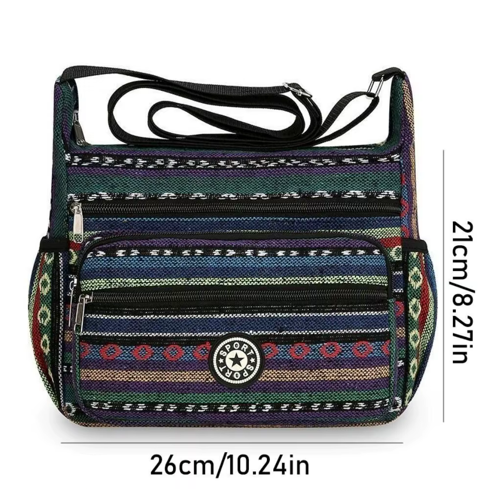 Bolso bandolera bohemio multicolor con bordado étnico