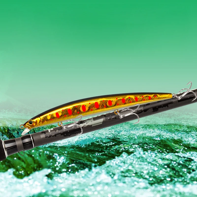 LETOYO Jerkbait minnow flotante para lubina, largo alcance