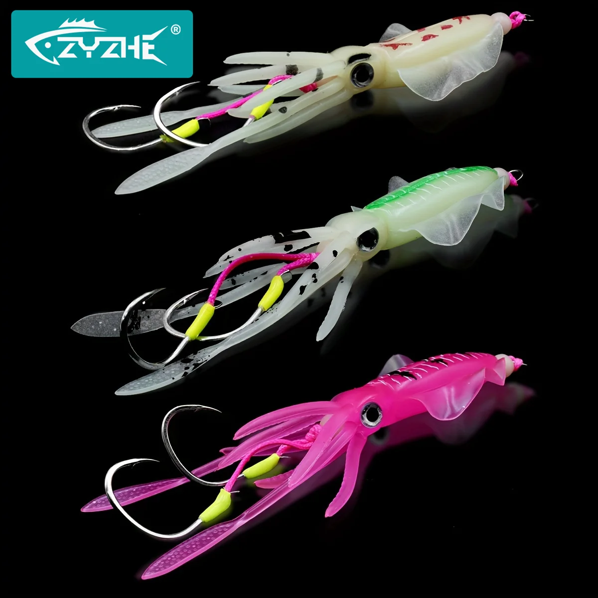 ZYZHE Señuelo Luminoso Calamar – Doble Anzuelo Marino - imagen 3