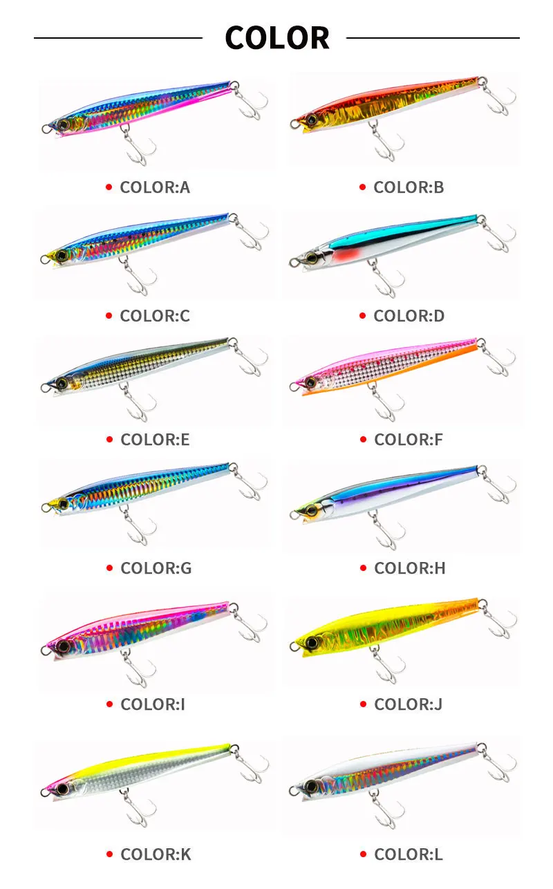 Set completo de señuelos artificiales minnow para pesca deportiva