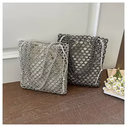 Bolso Tote Decorado con Perlas y Cristales Brillantes