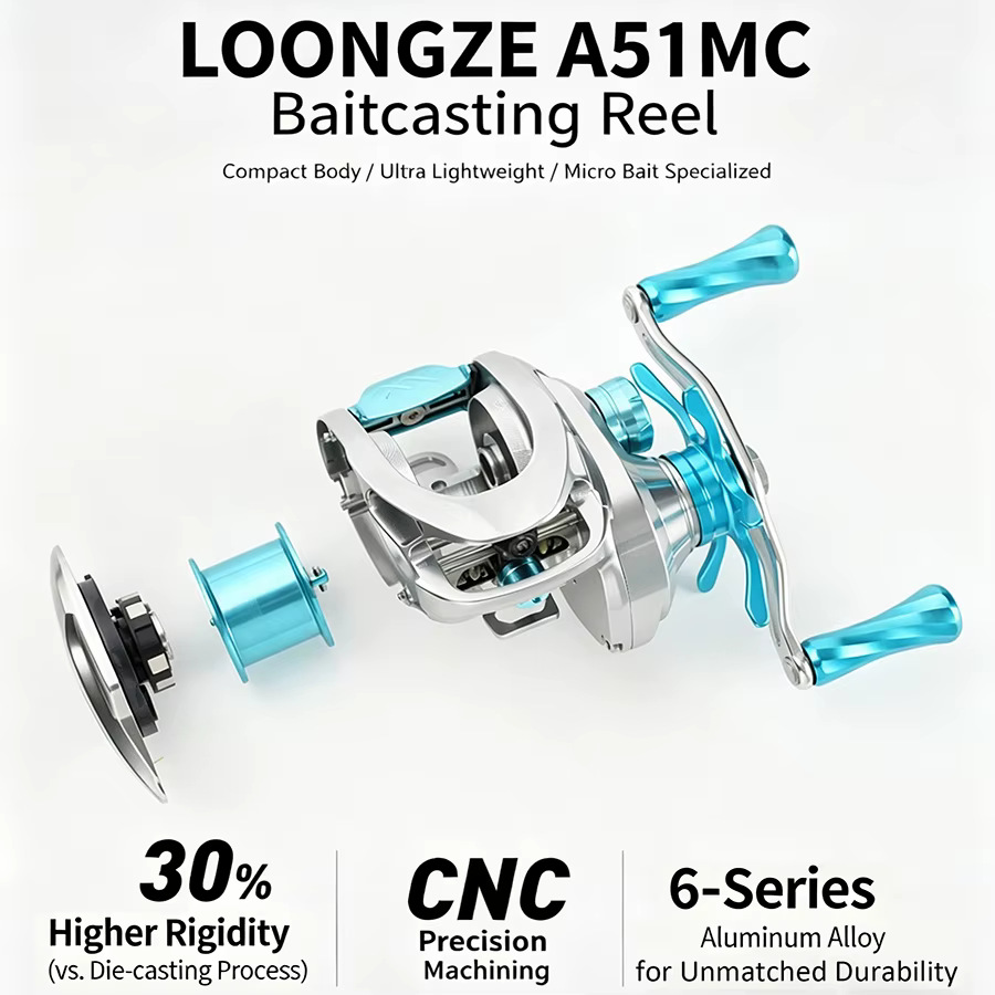 LOOGZEE Yunlong A51MC – Carrete de casting ligero con freno magnético