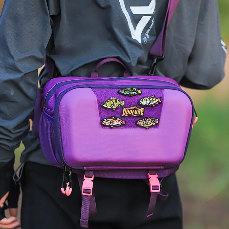 Bolsa impermeable de pesca multifuncional morada, riñonera y mochila