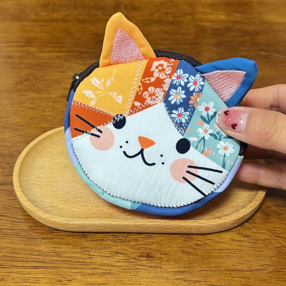 Monedero patchwork con gato y cremallera – bolsa de maquillaje - imagen 2