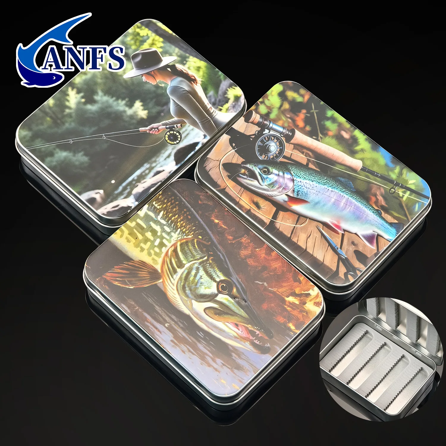 ANFS Estuche metálico para pesca con mosca y aparejos regalo - imagen 3